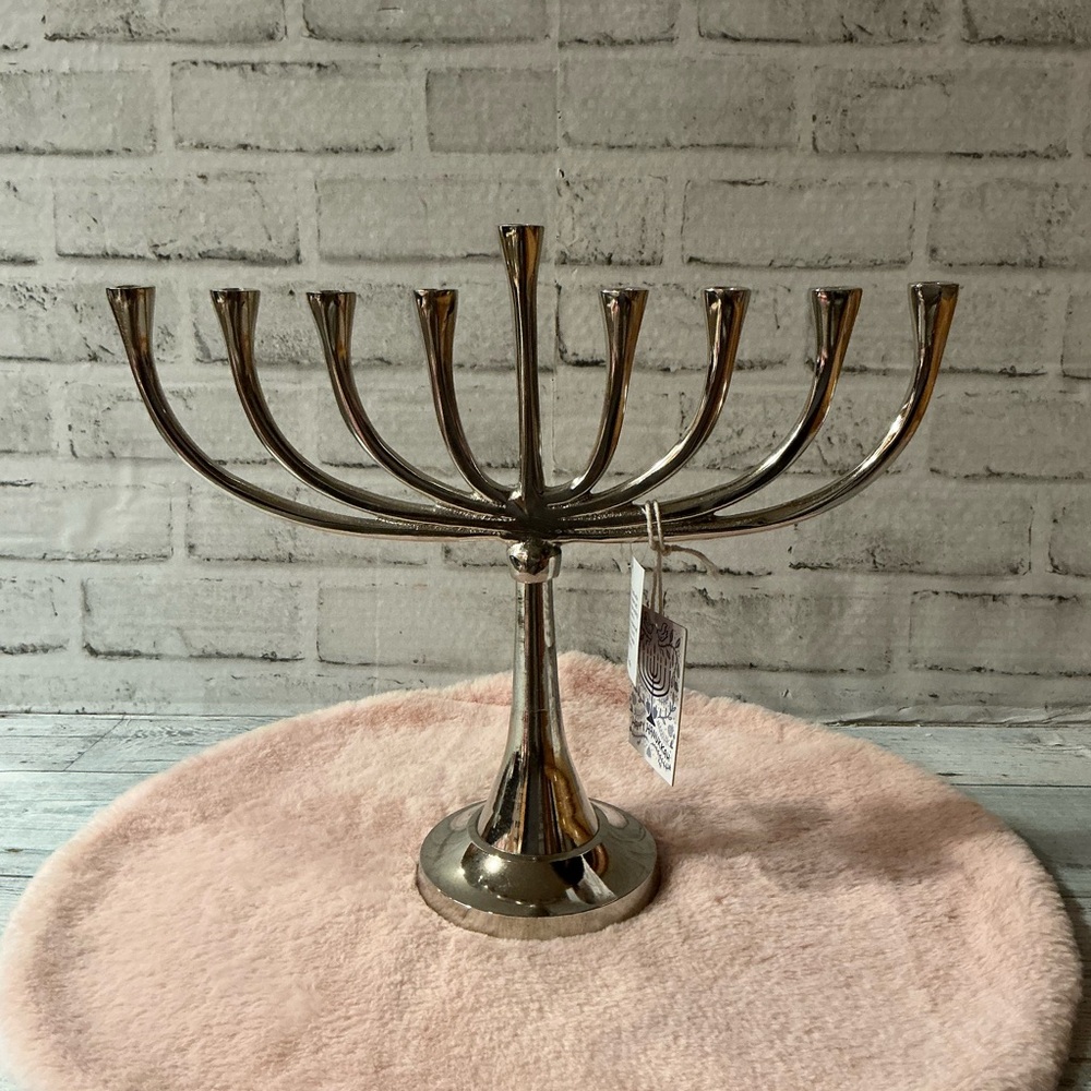 HAPPY HANUKKAH 13.5in Aluminum Menorah